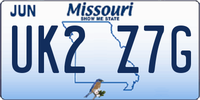 MO license plate UK2Z7G
