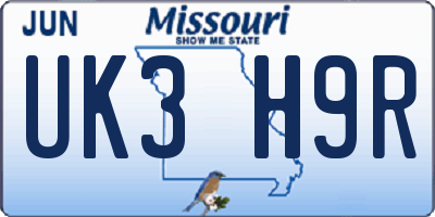 MO license plate UK3H9R