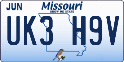 MO license plate UK3H9V
