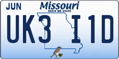 MO license plate UK3I1D