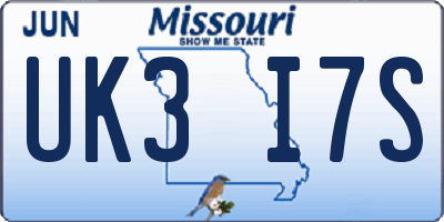 MO license plate UK3I7S