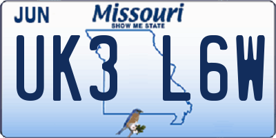 MO license plate UK3L6W