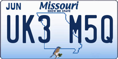MO license plate UK3M5Q