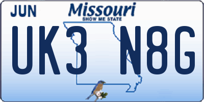 MO license plate UK3N8G