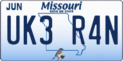 MO license plate UK3R4N