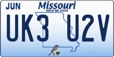 MO license plate UK3U2V