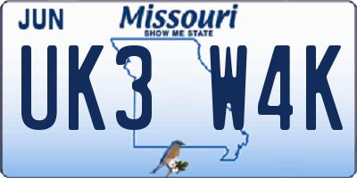 MO license plate UK3W4K
