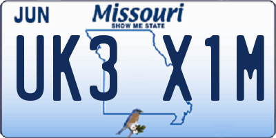 MO license plate UK3X1M