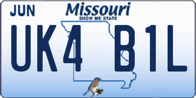MO license plate UK4B1L