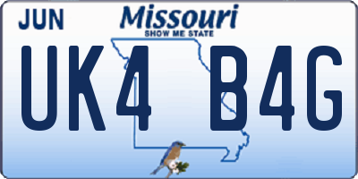 MO license plate UK4B4G