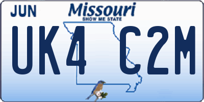 MO license plate UK4C2M