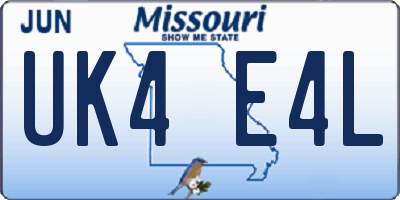 MO license plate UK4E4L