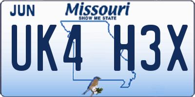 MO license plate UK4H3X