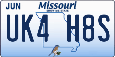 MO license plate UK4H8S