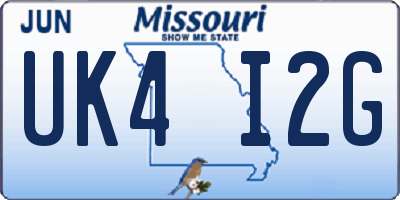 MO license plate UK4I2G