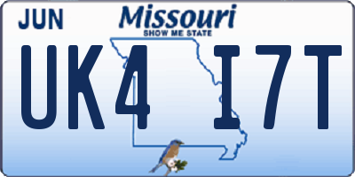 MO license plate UK4I7T