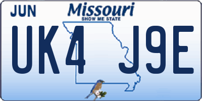 MO license plate UK4J9E