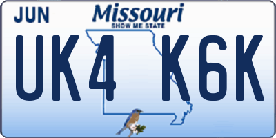MO license plate UK4K6K