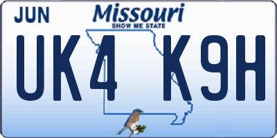 MO license plate UK4K9H