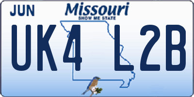 MO license plate UK4L2B