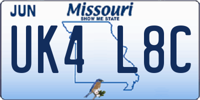 MO license plate UK4L8C