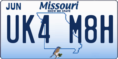 MO license plate UK4M8H