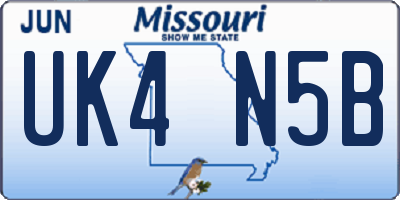MO license plate UK4N5B