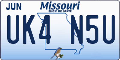 MO license plate UK4N5U