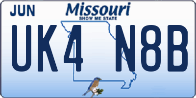 MO license plate UK4N8B
