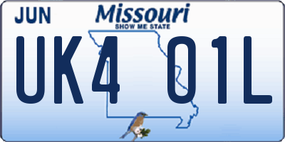 MO license plate UK4O1L