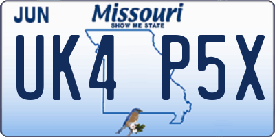 MO license plate UK4P5X