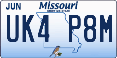 MO license plate UK4P8M
