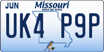 MO license plate UK4P9P