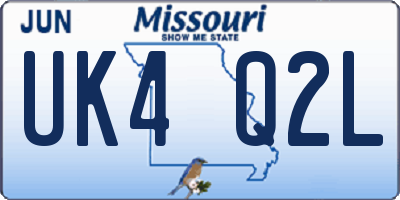 MO license plate UK4Q2L
