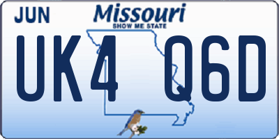 MO license plate UK4Q6D