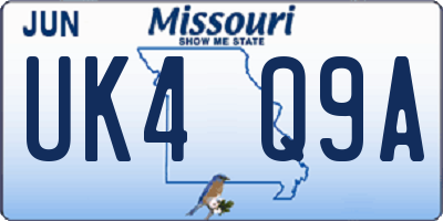MO license plate UK4Q9A