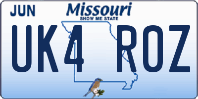 MO license plate UK4R0Z