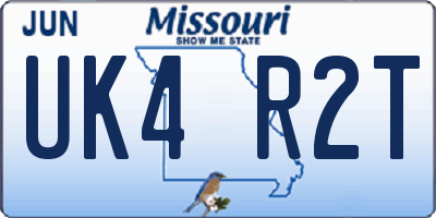 MO license plate UK4R2T