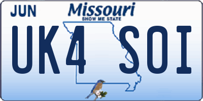 MO license plate UK4S0I