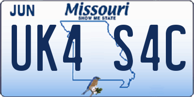 MO license plate UK4S4C