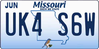 MO license plate UK4S6W
