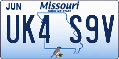 MO license plate UK4S9V
