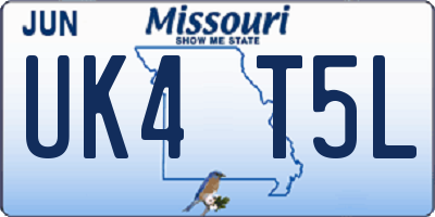 MO license plate UK4T5L