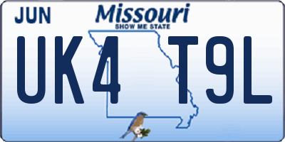 MO license plate UK4T9L