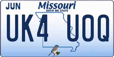 MO license plate UK4U0Q