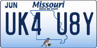 MO license plate UK4U8Y