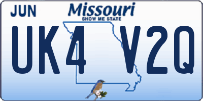 MO license plate UK4V2Q
