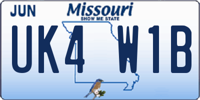 MO license plate UK4W1B