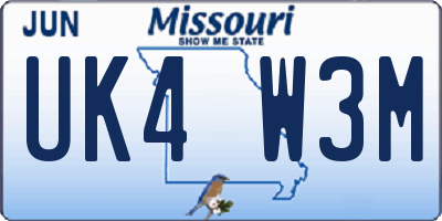 MO license plate UK4W3M