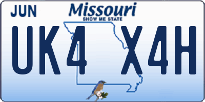 MO license plate UK4X4H